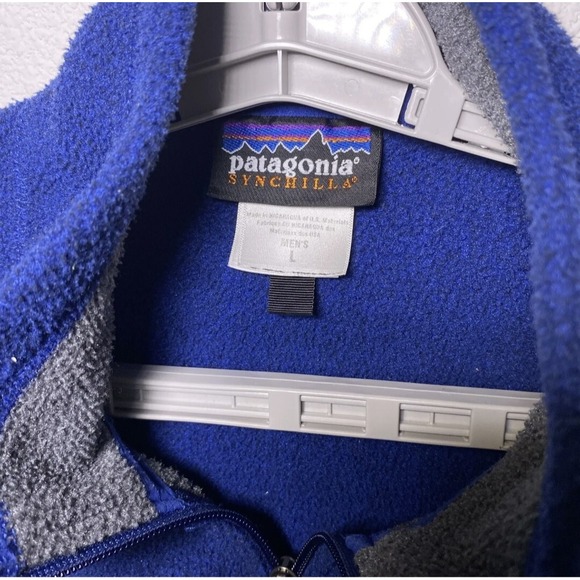 Patagonia Synchilla Vest Men's Large Blue Fleece Full‎ Zip Outdoors Hiking Gorp - Picture 2 of 9